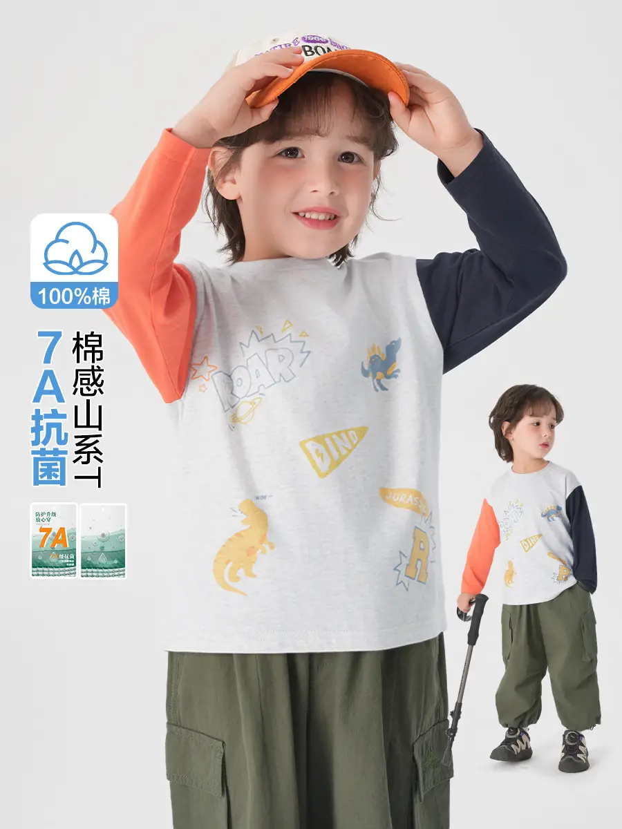 Right European Boys Pure Cotton Long Sleeve T-Shirt Grey - Image 2