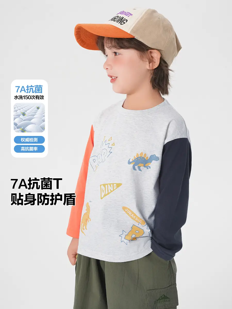 Right European Boys Pure Cotton Long Sleeve T-Shirt Grey - Image 3