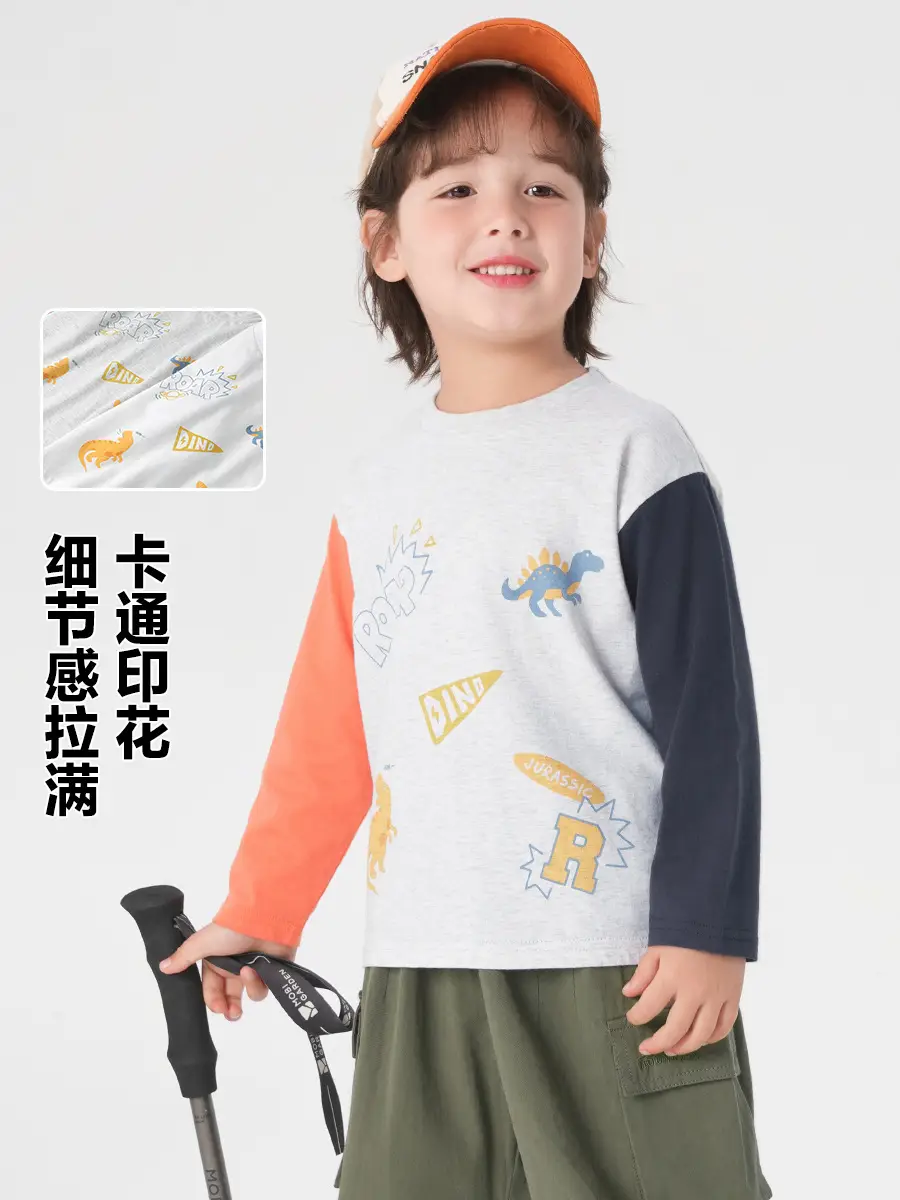 Right European Boys Pure Cotton Long Sleeve T-Shirt Grey - Image 4
