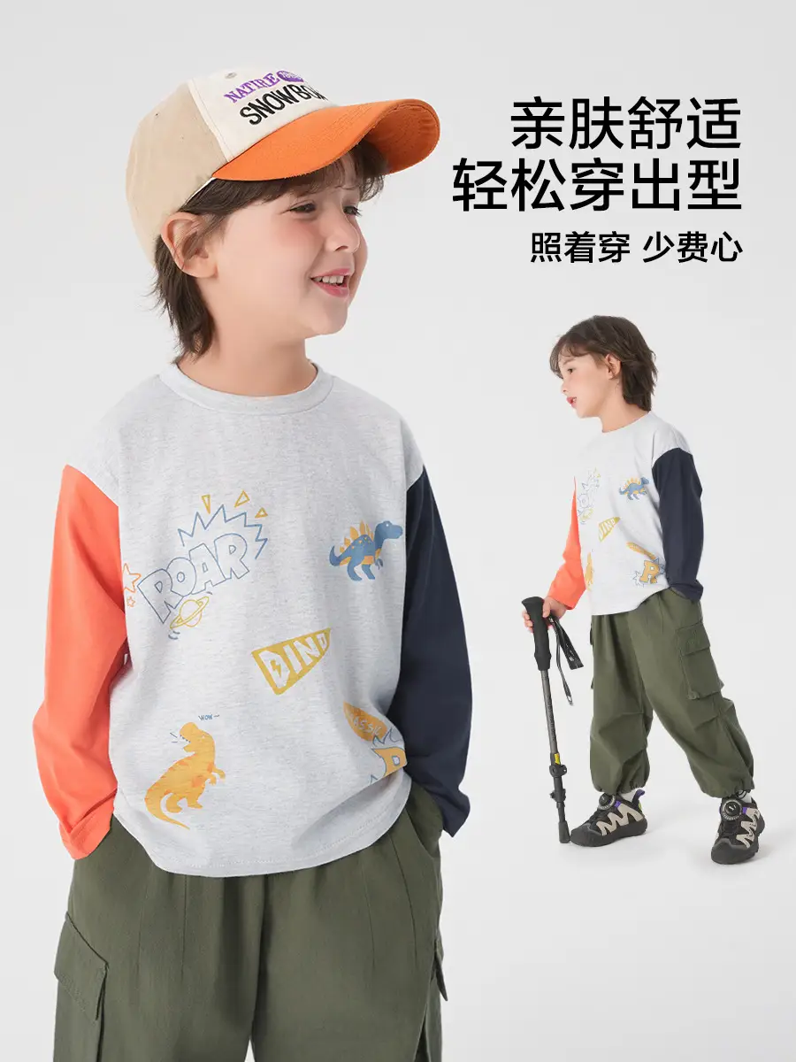 Right European Boys Pure Cotton Long Sleeve T-Shirt Grey - Image 5