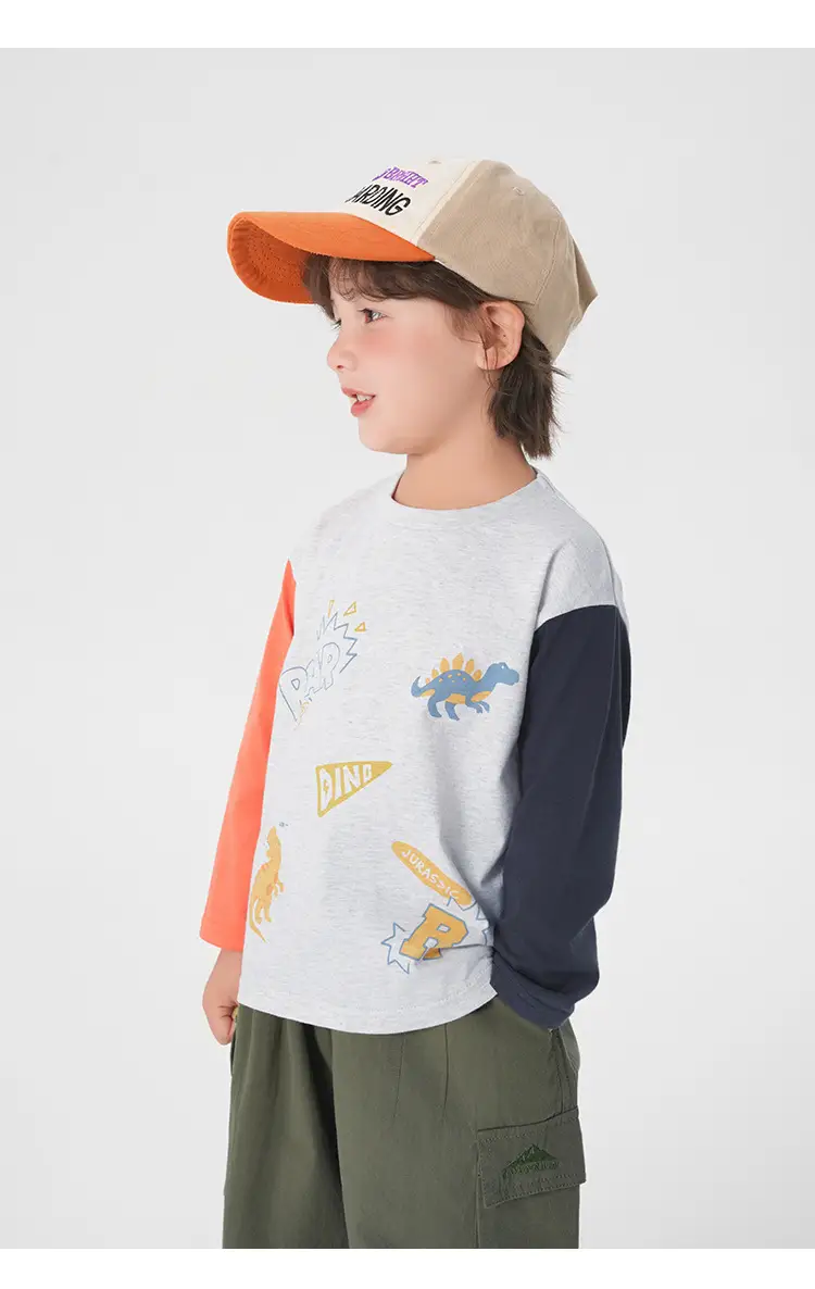 Right European Boys Pure Cotton Long Sleeve T-Shirt Grey — feature 17