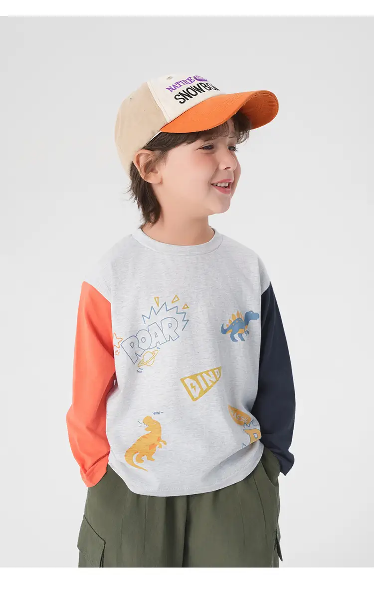 Right European Boys Pure Cotton Long Sleeve T-Shirt Grey — feature 19