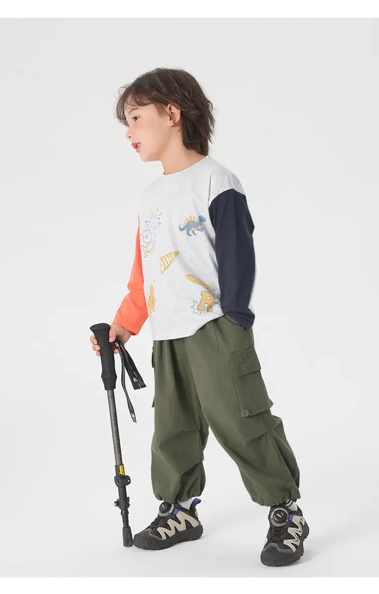 Right European Boys Pure Cotton Long Sleeve T-Shirt Grey — feature 20
