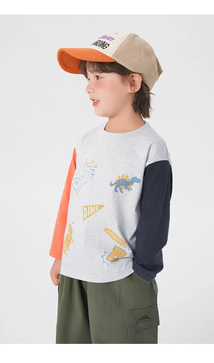 Right European Boys Pure Cotton Long Sleeve T-Shirt Grey — feature 3