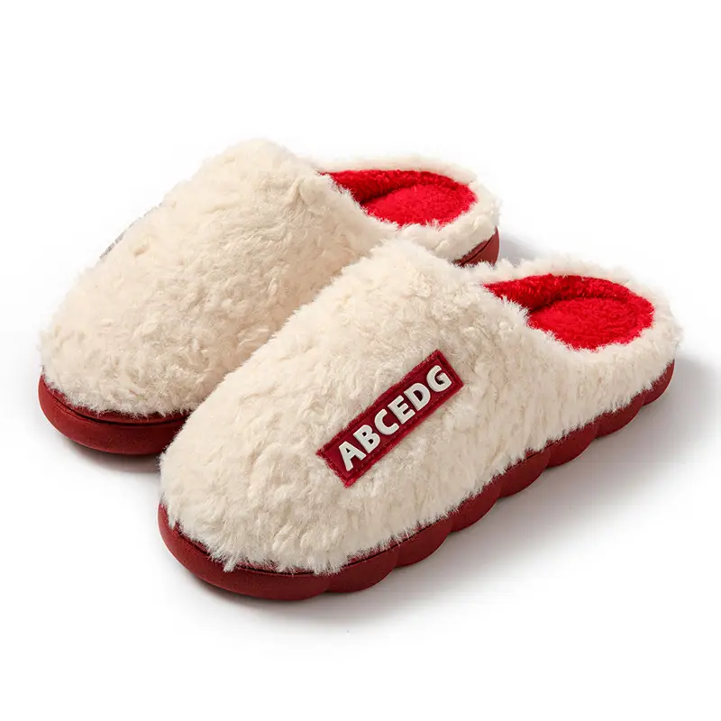 New Winter Cotton Slippers for Women, Fleece-Lined, Warm, Furry, Non-Slip, Couple Slippers, Men's Cotton Slippers, Home Indoor Slippers