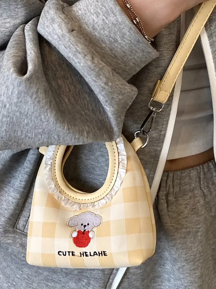 Cute Girl Shoulder Bag with Puppy Embroidery Light Blue - Image 10