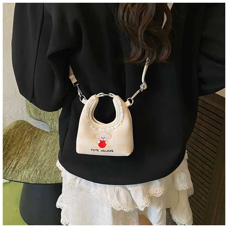 Cute Girl Shoulder Bag with Puppy Embroidery Light Blue — feature 10