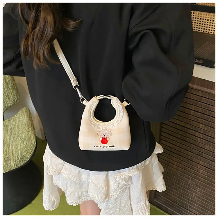 Cute Girl Shoulder Bag with Puppy Embroidery Light Blue — feature 11