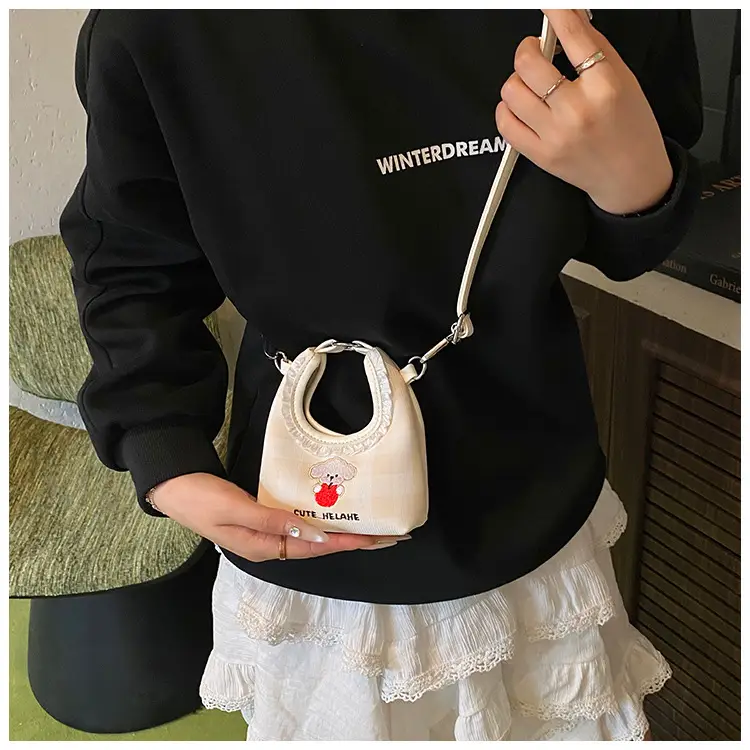 Cute Girl Shoulder Bag with Puppy Embroidery Light Blue — feature 12