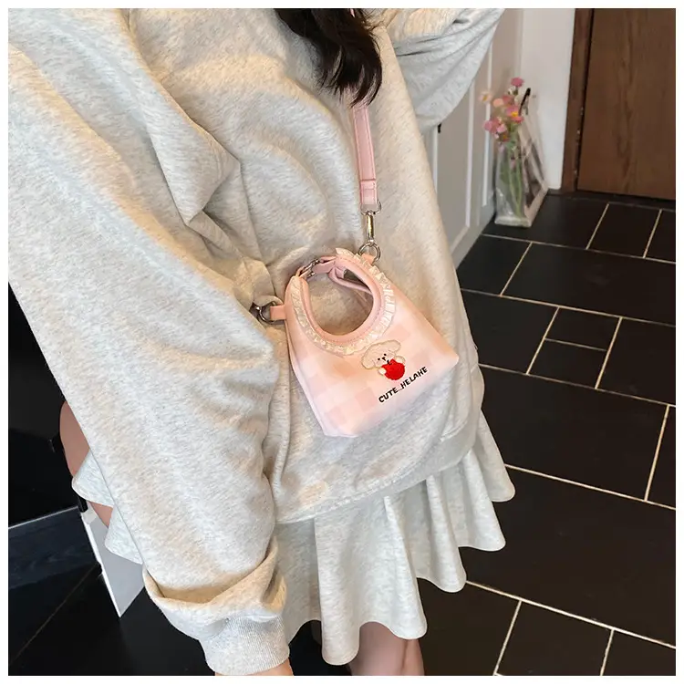 Cute Girl Shoulder Bag with Puppy Embroidery Light Blue — feature 14