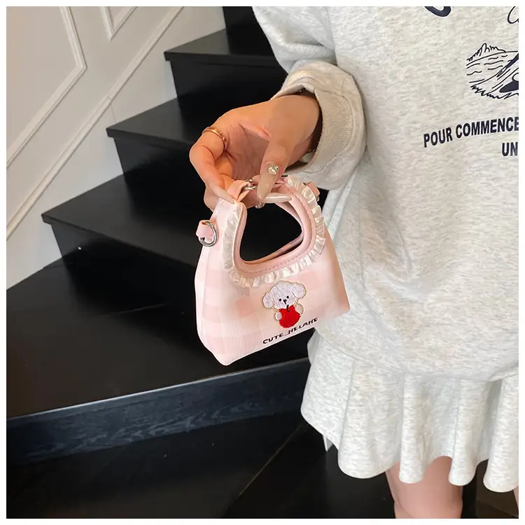Cute Girl Shoulder Bag with Puppy Embroidery Light Blue — feature 15