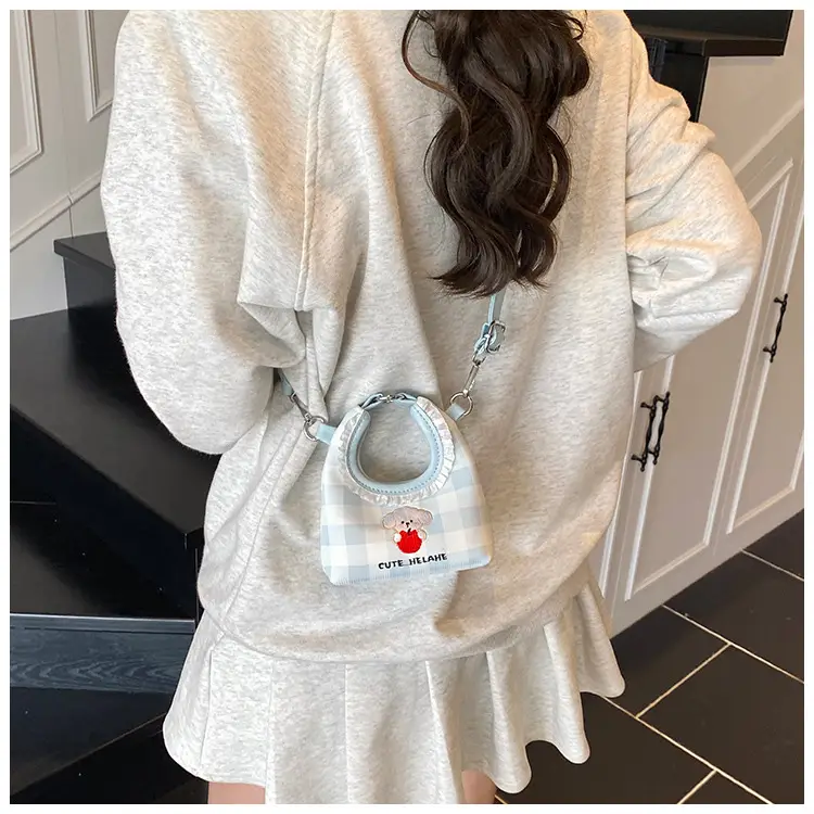 Cute Girl Shoulder Bag with Puppy Embroidery Light Blue — feature 16