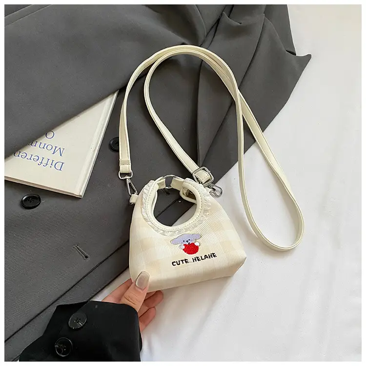 Cute Girl Shoulder Bag with Puppy Embroidery Light Blue - Image 5