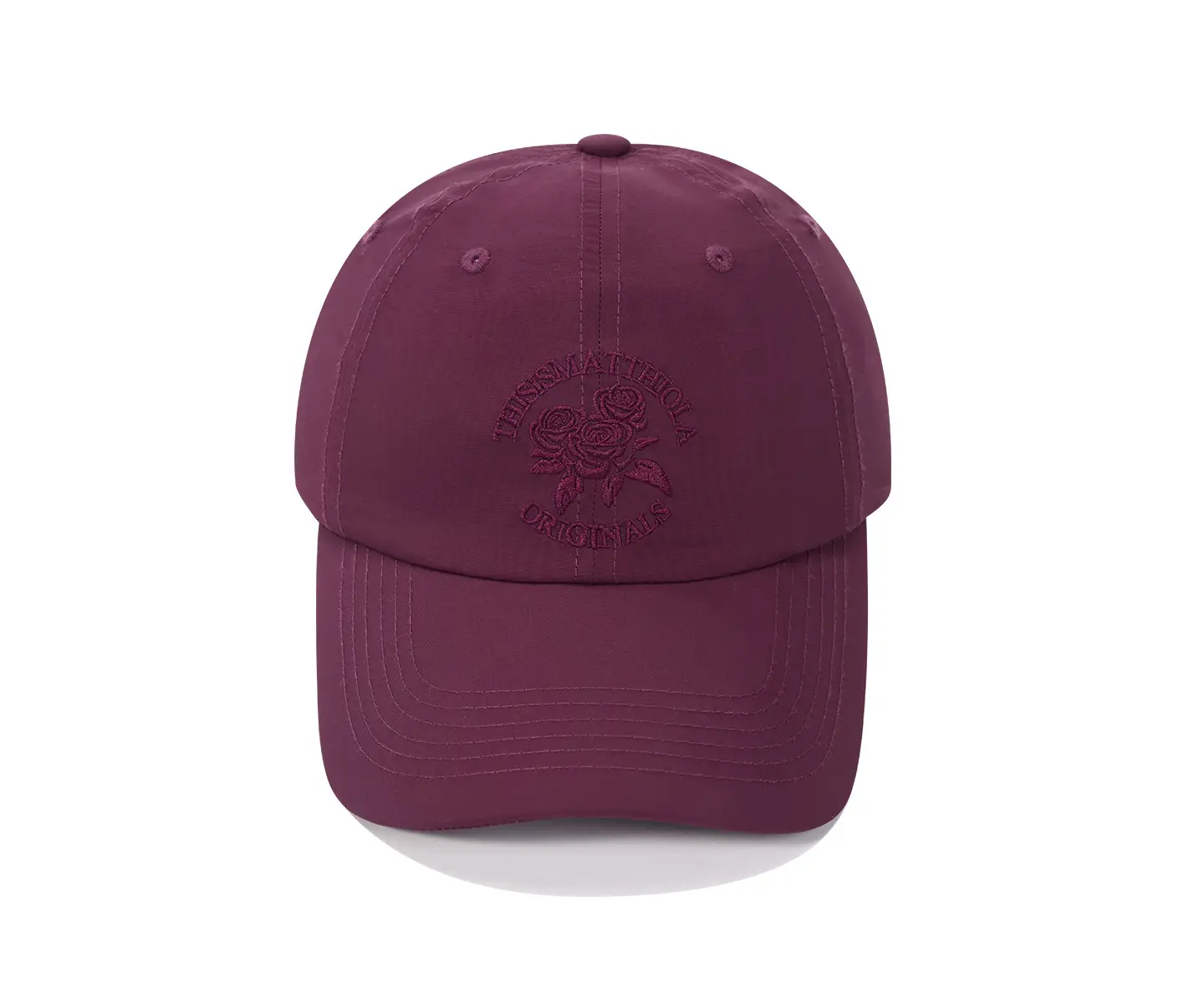 Maroon Embroidered Baseball Cap with Rose Design - Image 4