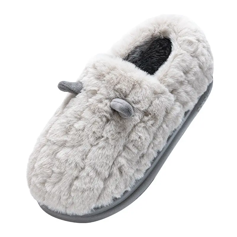 Three-Dimensional Small Ear Cotton Slippers for Men, Winter Indoor Home, Non-Slip, Warm, Couple's Home Bag, Soft-Soled Winter Cotton Shoes - Image 9