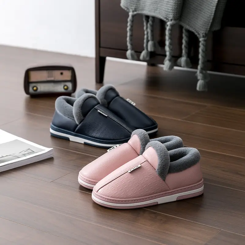 Elderly Men's Winter Cotton Shoes with Heel Cover, Indoor Non-Slip Thick-Soled Home Warm Plush Cotton Shoes for Elderly Men - Image 5