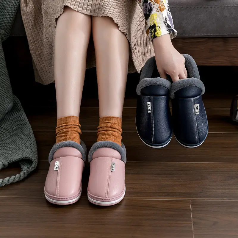 Elderly Men's Winter Cotton Shoes with Heel Cover, Indoor Non-Slip Thick-Soled Home Warm Plush Cotton Shoes for Elderly Men - Image 7