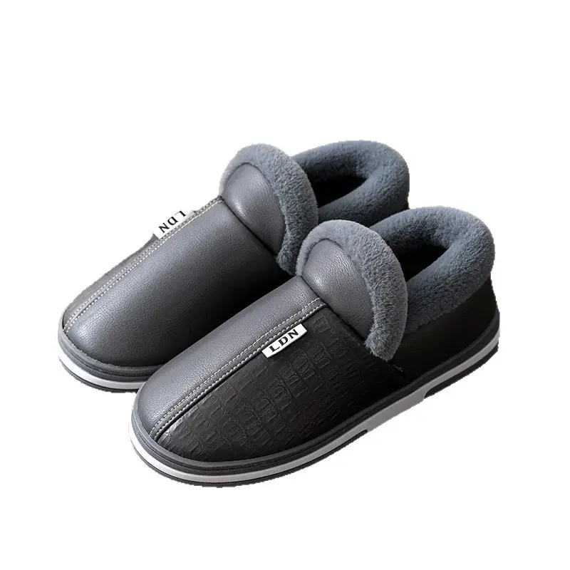 Elderly Men's Winter Cotton Shoes with Heel Cover, Indoor Non-Slip Thick-Soled Home Warm Plush Cotton Shoes for Elderly Men - Image 9