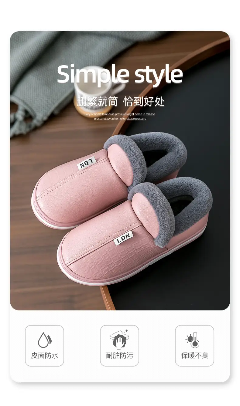 Elderly Men's Winter Cotton Shoes with Heel Cover, Indoor Non-Slip Thick-Soled Home Warm Plush Cotton Shoes for Elderly Men — feature 1