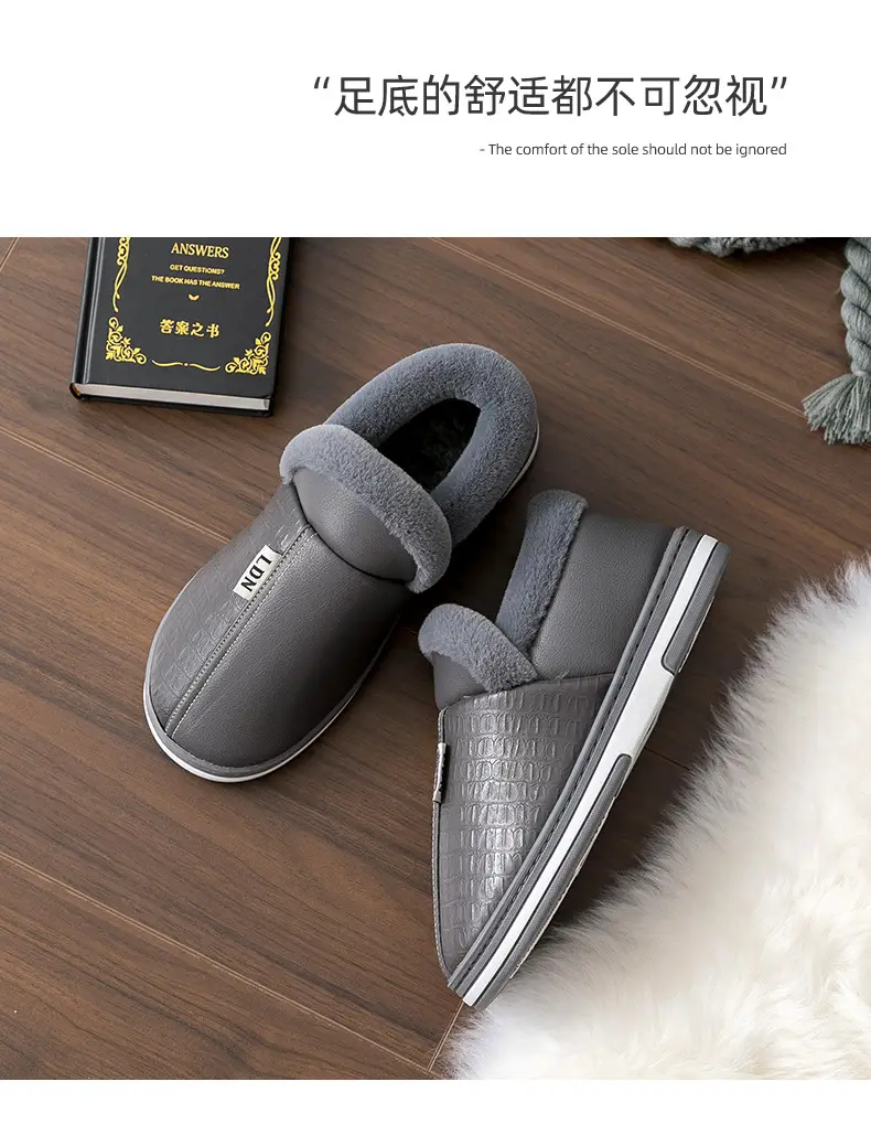 Elderly Men's Winter Cotton Shoes with Heel Cover, Indoor Non-Slip Thick-Soled Home Warm Plush Cotton Shoes for Elderly Men — feature 12