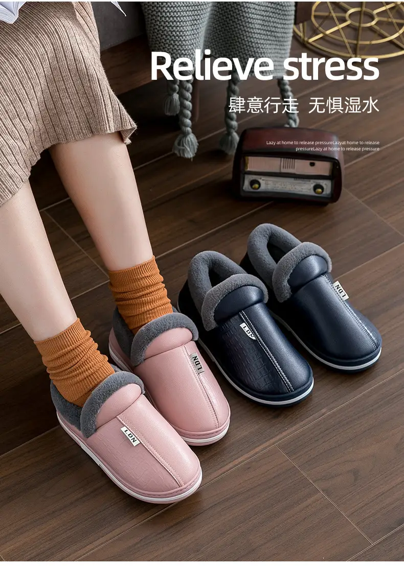 Elderly Men's Winter Cotton Shoes with Heel Cover, Indoor Non-Slip Thick-Soled Home Warm Plush Cotton Shoes for Elderly Men — feature 3