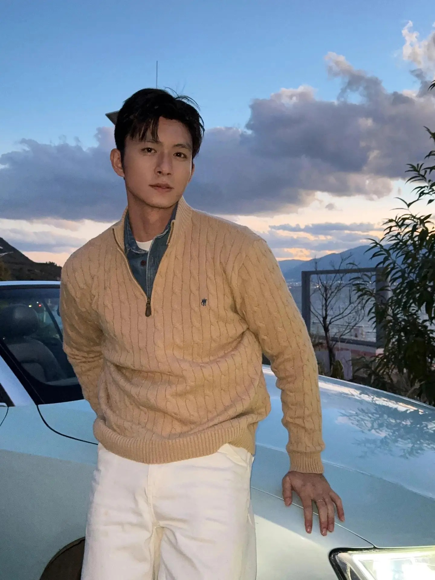 Men Knitted Pony Logo Sweater Beige Winter