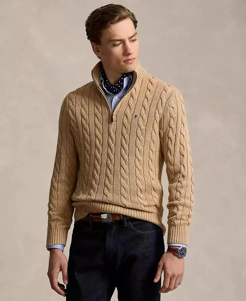 Men Knitted Pony Logo Sweater Beige Winter — feature 14