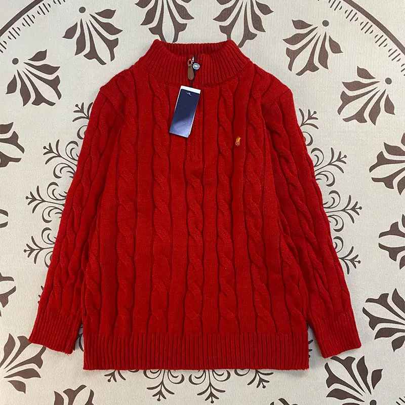 Men Knitted Pony Logo Sweater Beige Winter