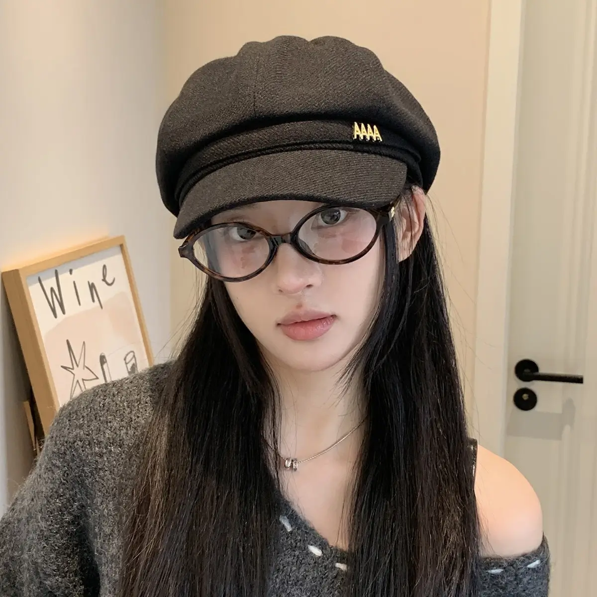Women Duckbill Beret Brown New British Style - Image 5