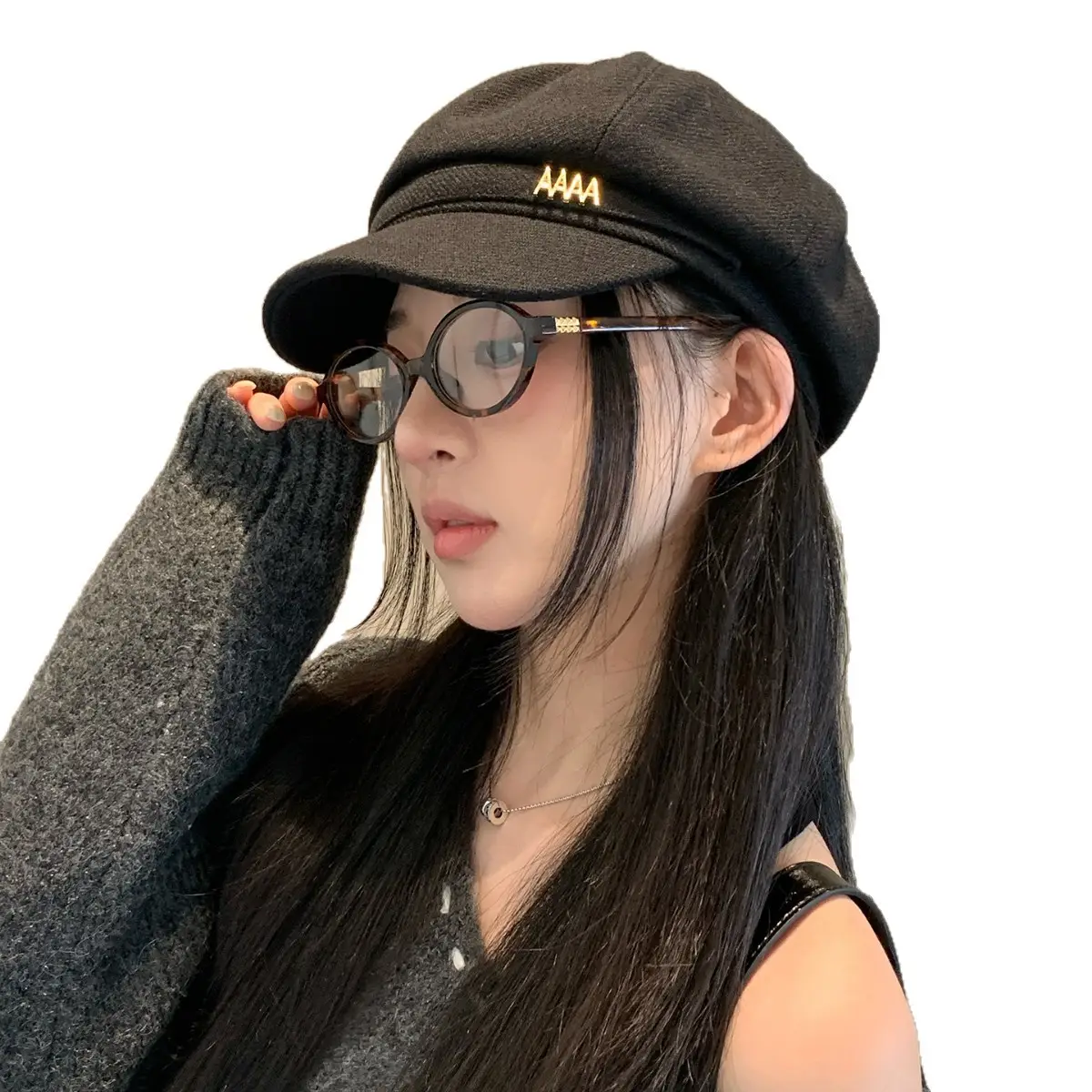 Women Duckbill Beret Brown New British Style - Image 9