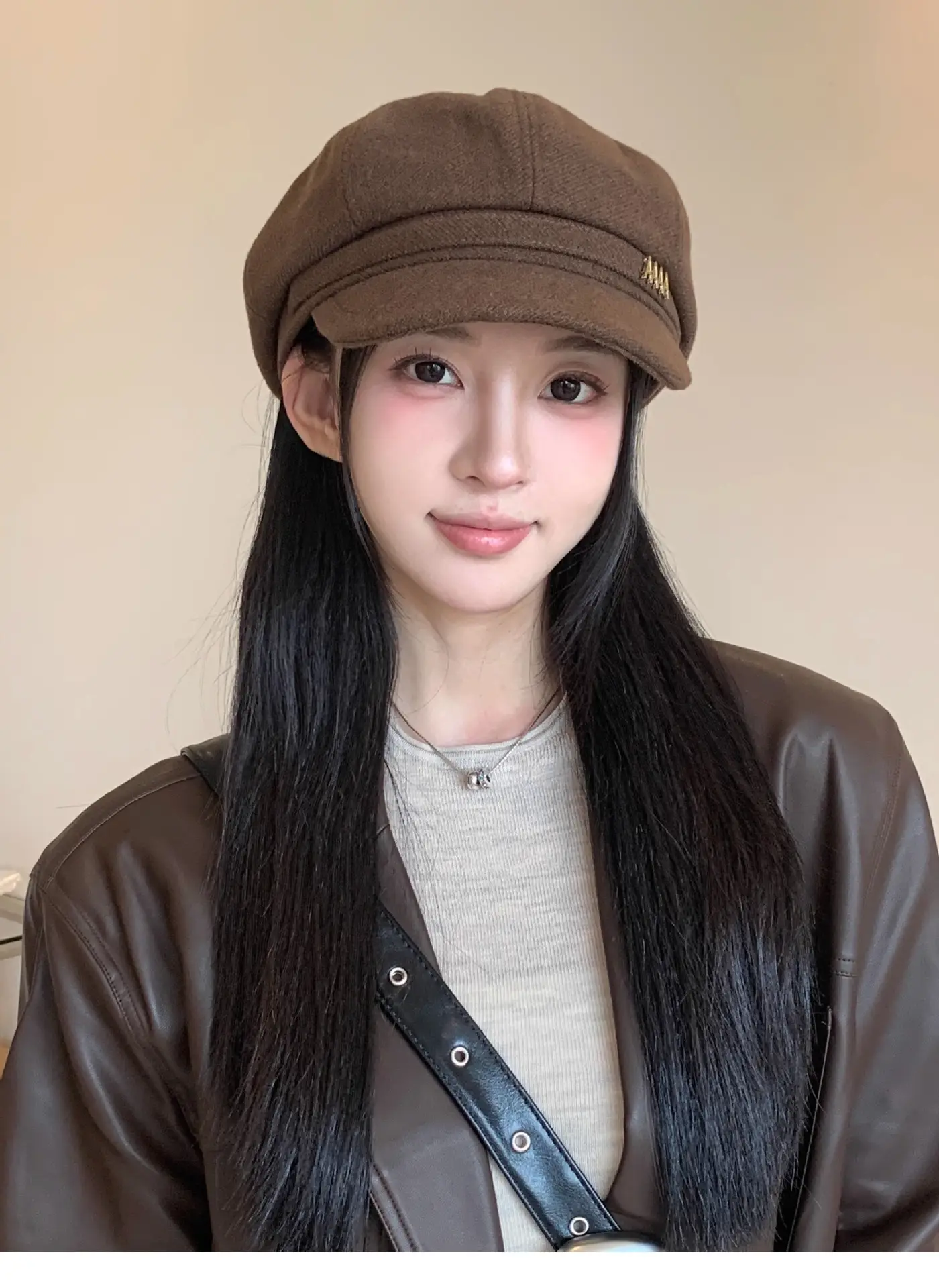Women Duckbill Beret Brown New British Style — feature 11