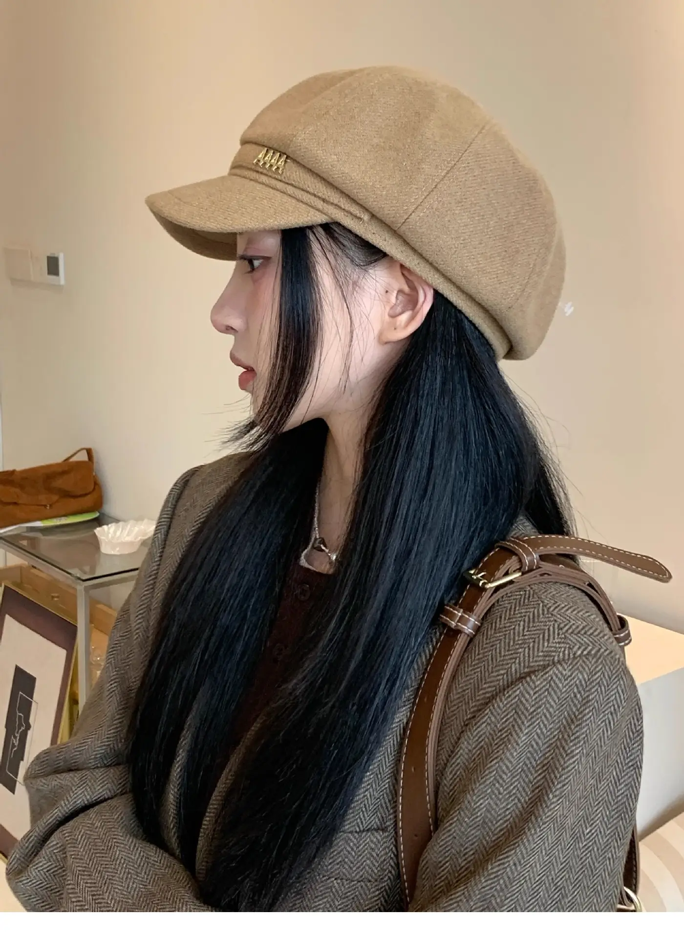 Women Duckbill Beret Brown New British Style — feature 8