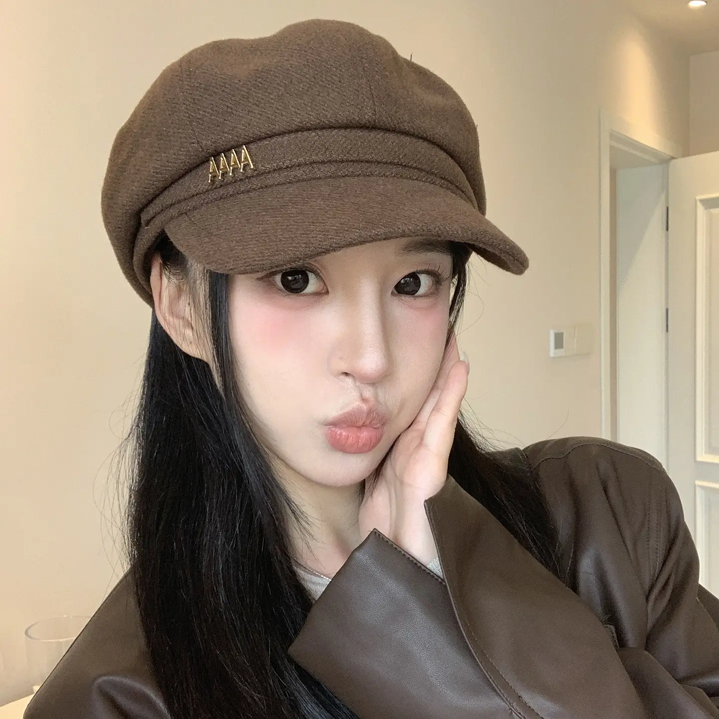 Women Duckbill Beret Brown New British Style - Image 3
