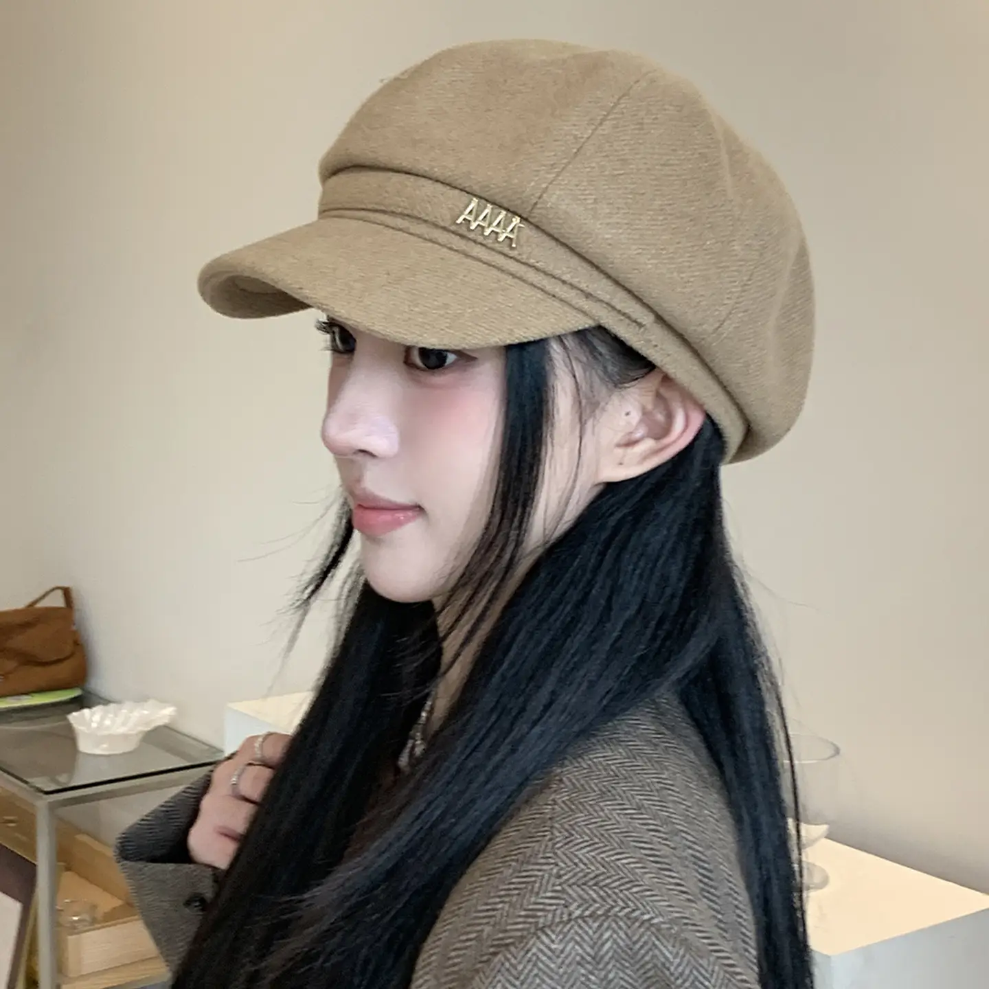 Women Duckbill Beret Brown New British Style - Image 4