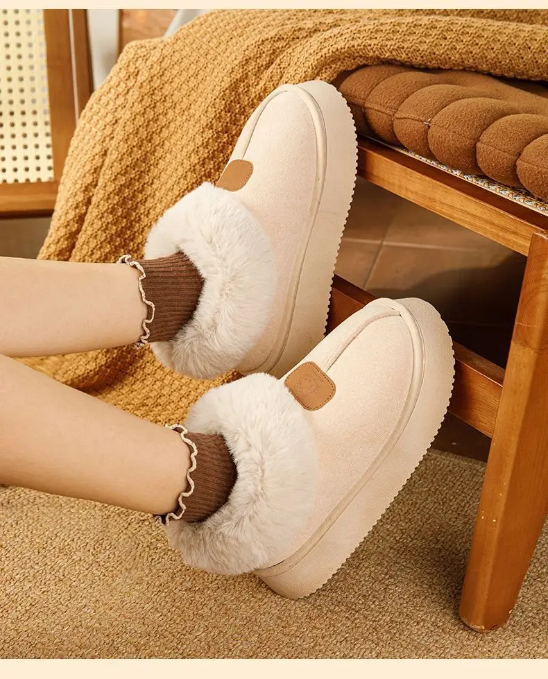 Women's Fleece Lined Winter Slippers Beige 2024 — feature 10