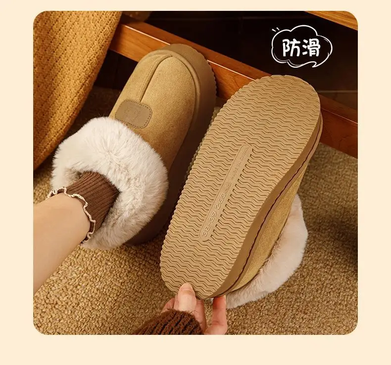 Women's Fleece Lined Winter Slippers Beige 2024 — feature 11