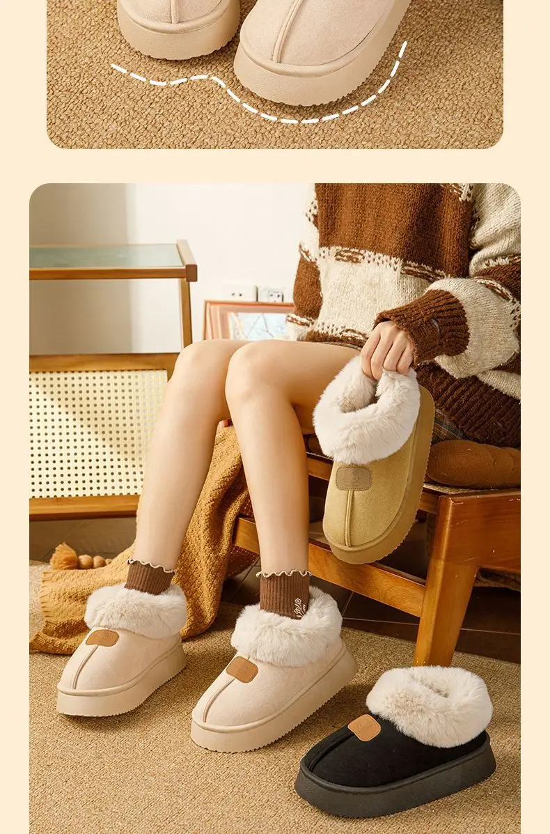 Women's Fleece Lined Winter Slippers Beige 2024 — feature 6