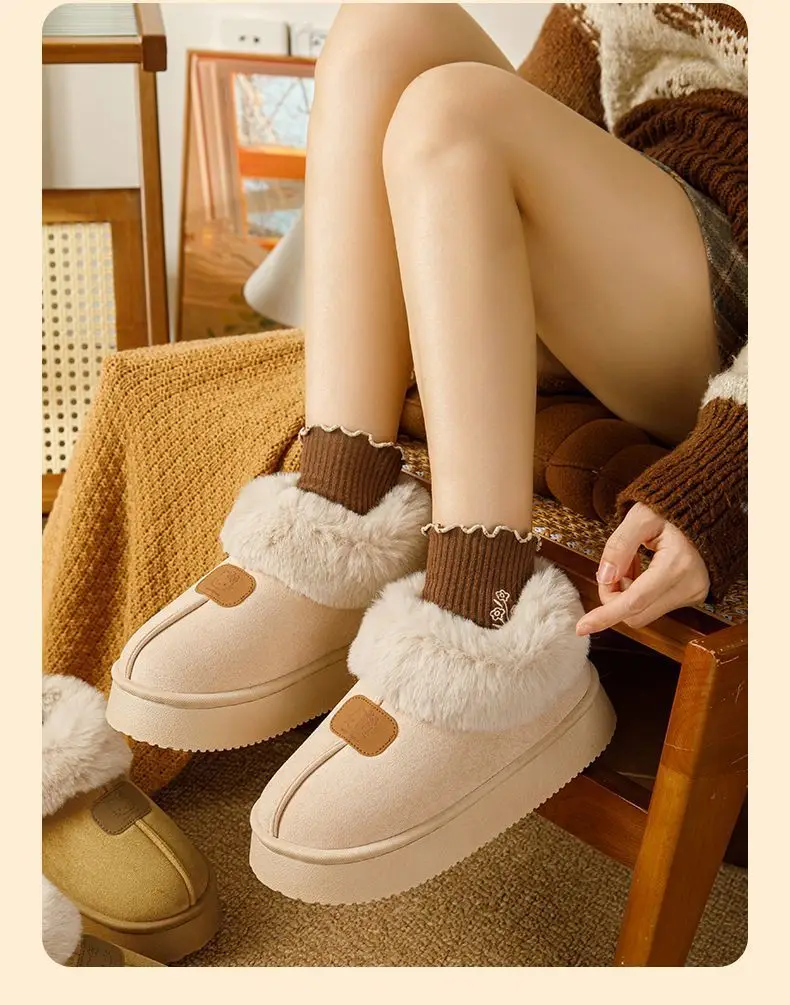 Women's Fleece Lined Winter Slippers Beige 2024 — feature 9