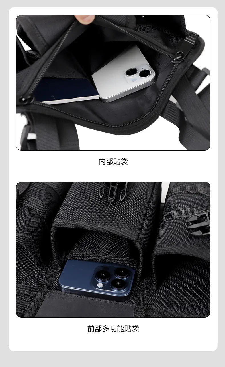One-Shoulder Crossbody Mobile Phone Bag Black Outdoor Travel — feature 18