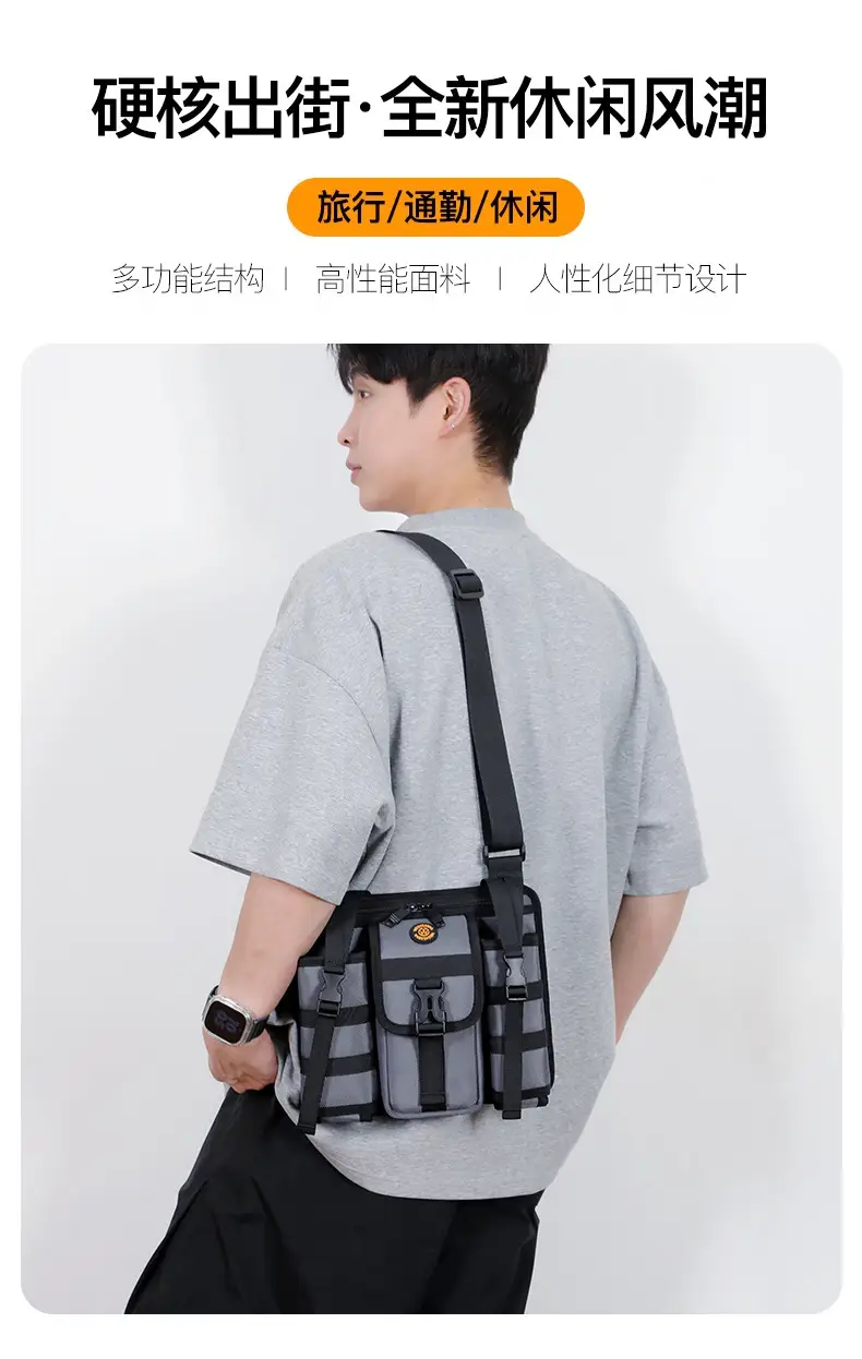 One-Shoulder Crossbody Mobile Phone Bag Black Outdoor Travel — feature 5