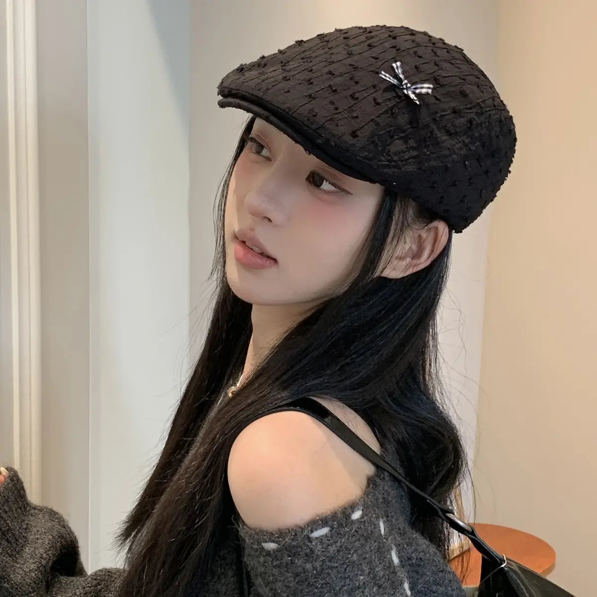 Japanese Style Women's Bowknot Hat White Spring Summer - Image 3