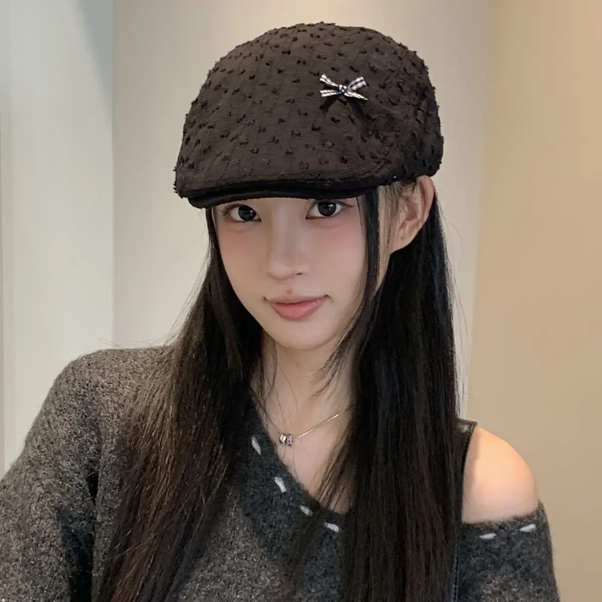Japanese Style Women's Bowknot Hat White Spring Summer - Image 6