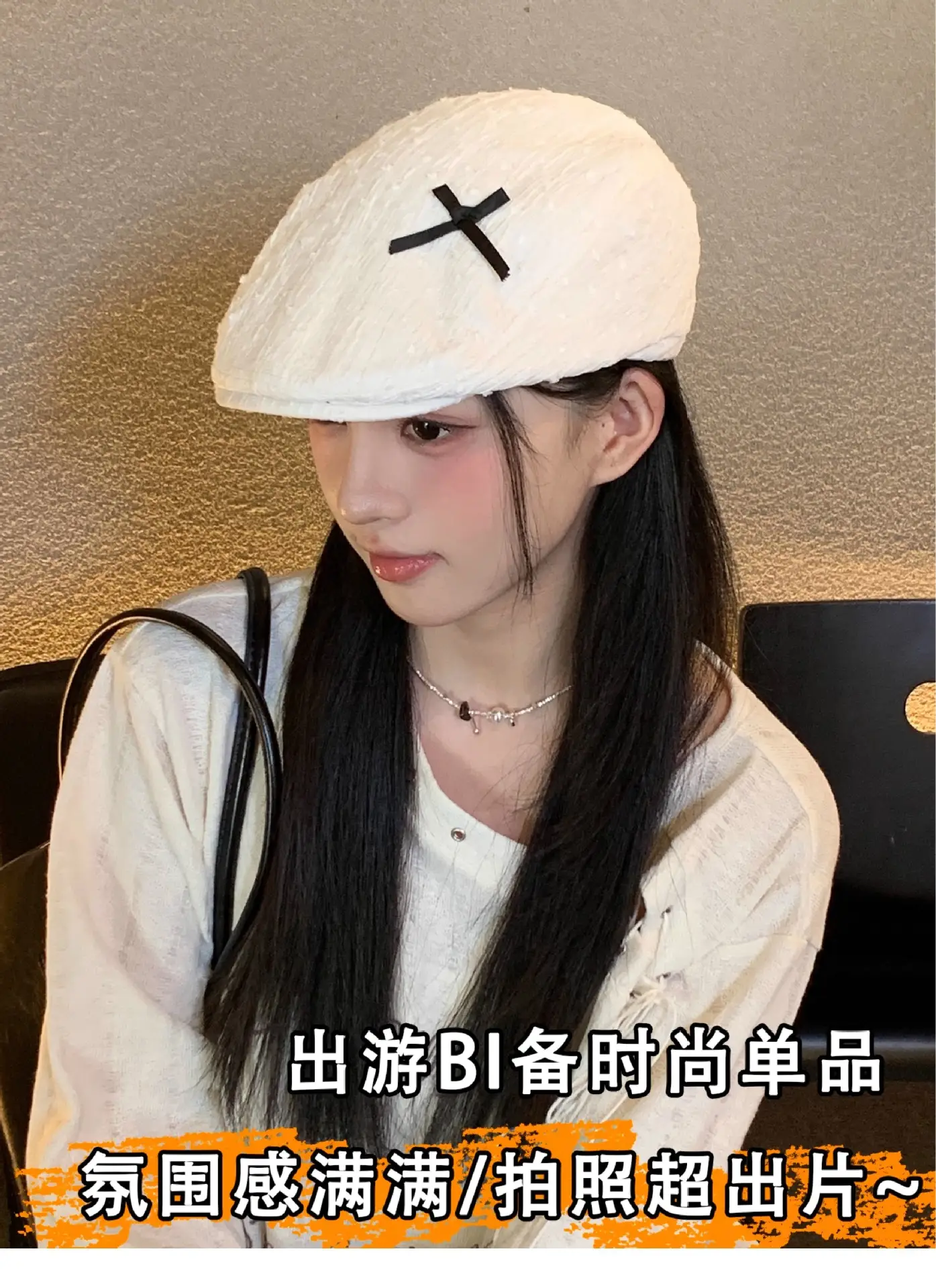 Japanese Style Women's Bowknot Hat White Spring Summer — feature 6