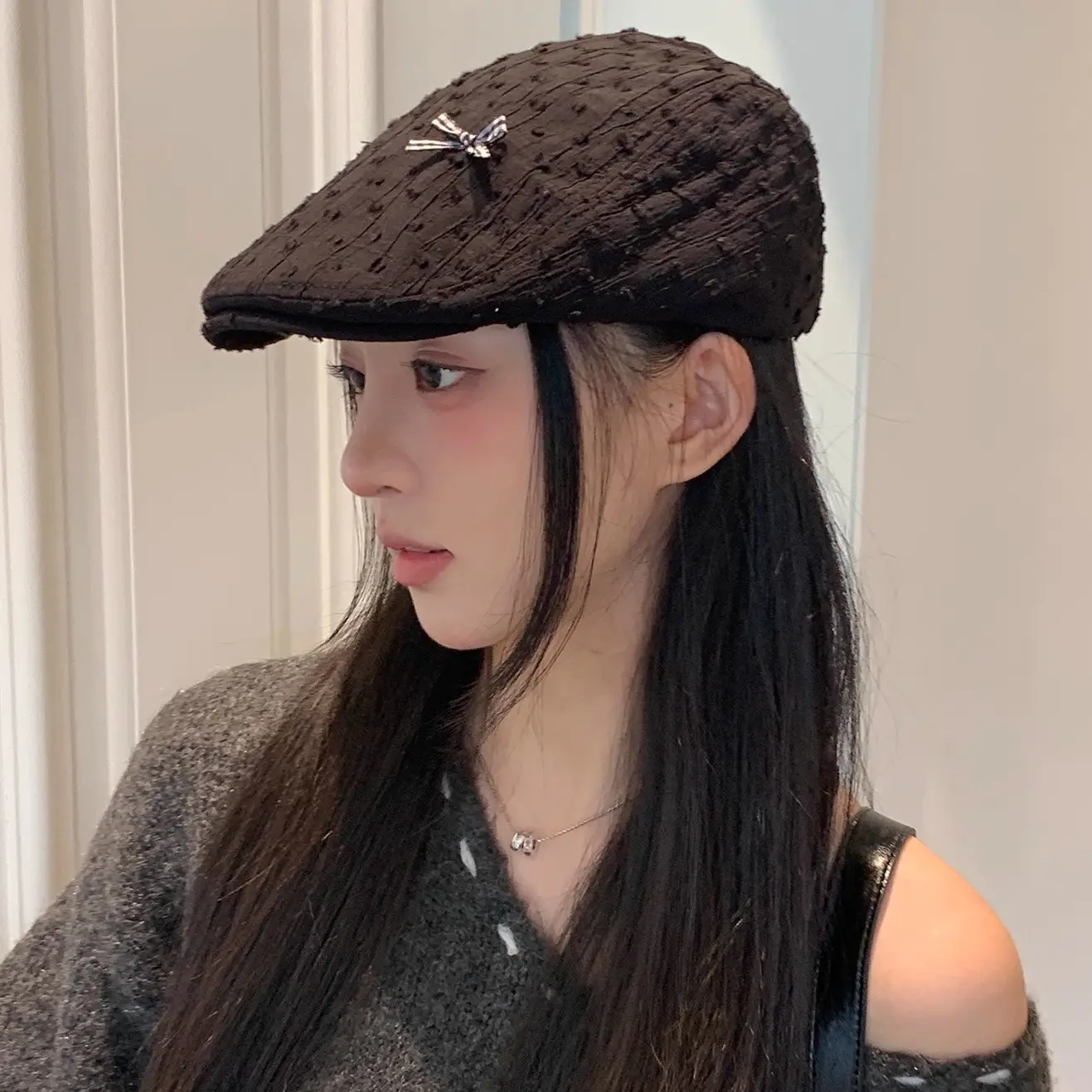 Japanese Style Women's Bowknot Hat White Spring Summer - Image 2