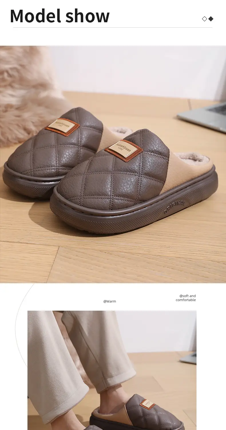 Men's Fleece Lined Warm Slippers Large Winter Indoor — feature 3