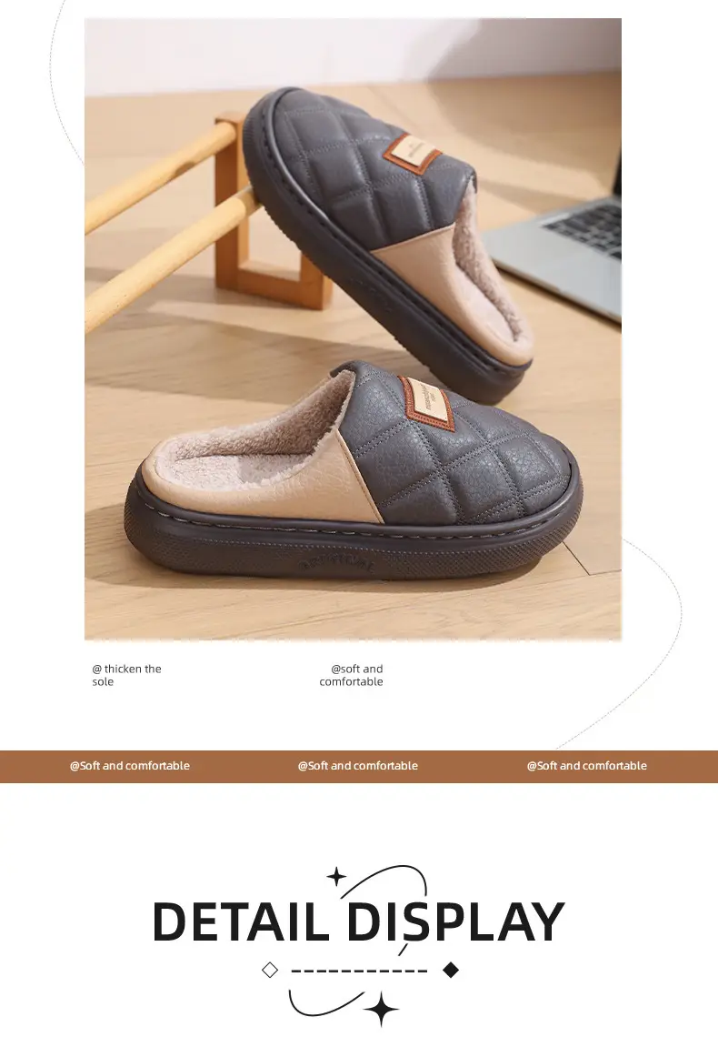Men's Fleece Lined Warm Slippers Large Winter Indoor — feature 5