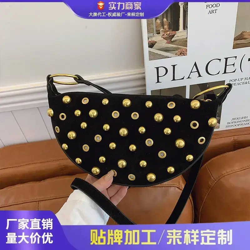 Black Rivet Crossbody Bag for Women - Image 4