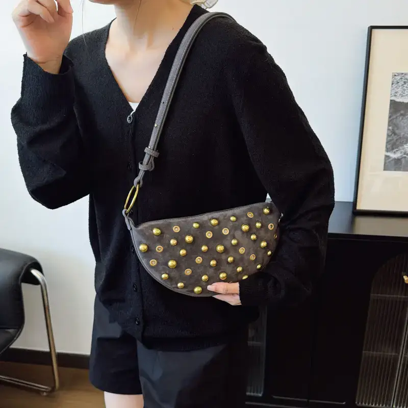Black Rivet Crossbody Bag for Women - Image 5