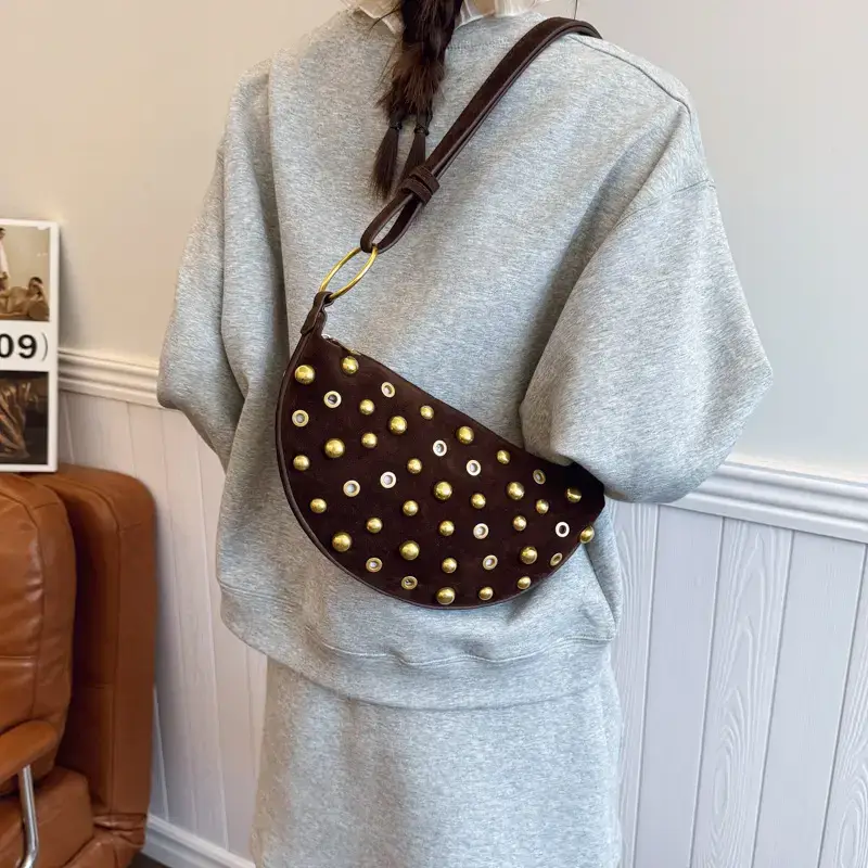 Black Rivet Crossbody Bag for Women - Image 6