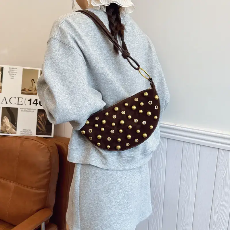 Black Rivet Crossbody Bag for Women - Image 7